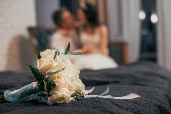 Bride & Groom with Bouquet